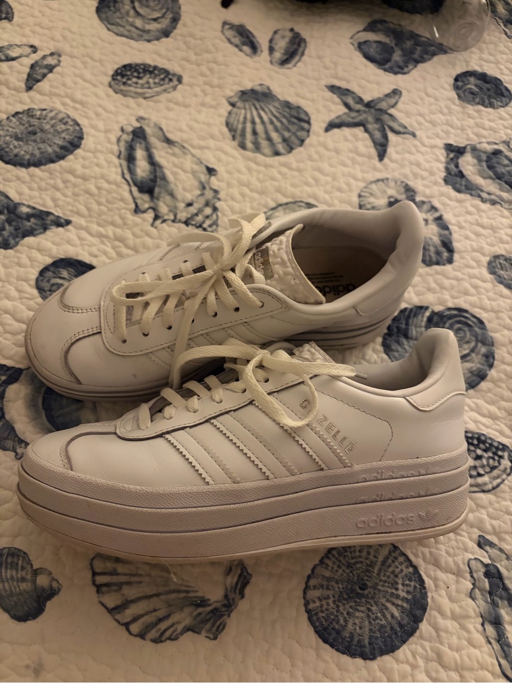 adidas White leather Platform gazelles Sneakers — Women's Elevated Casual Shoes